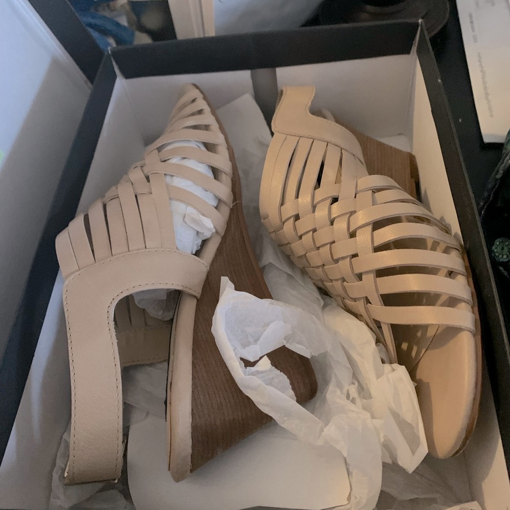 Never worn Steve Madan nude wedge sandals.  Think Spring 2024!